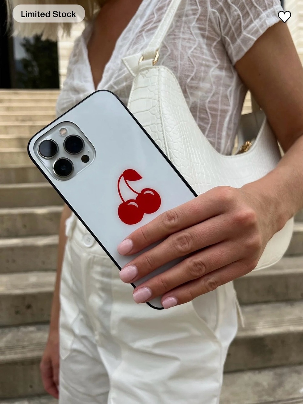 Princess Polly White iPhone Case with Red Cherry Graphic